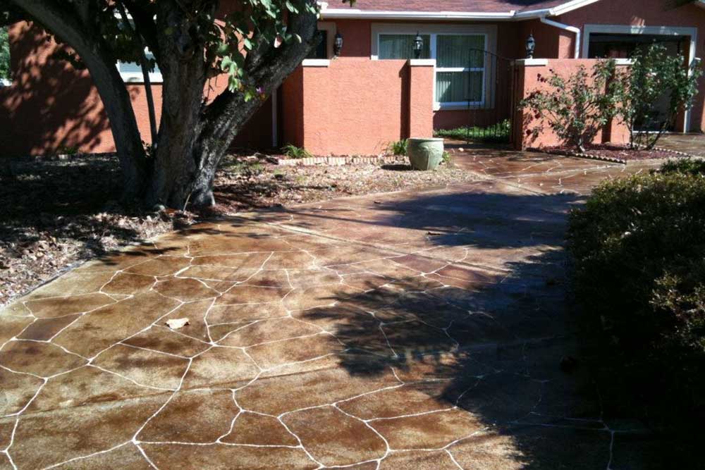 after stamped concrete driveway